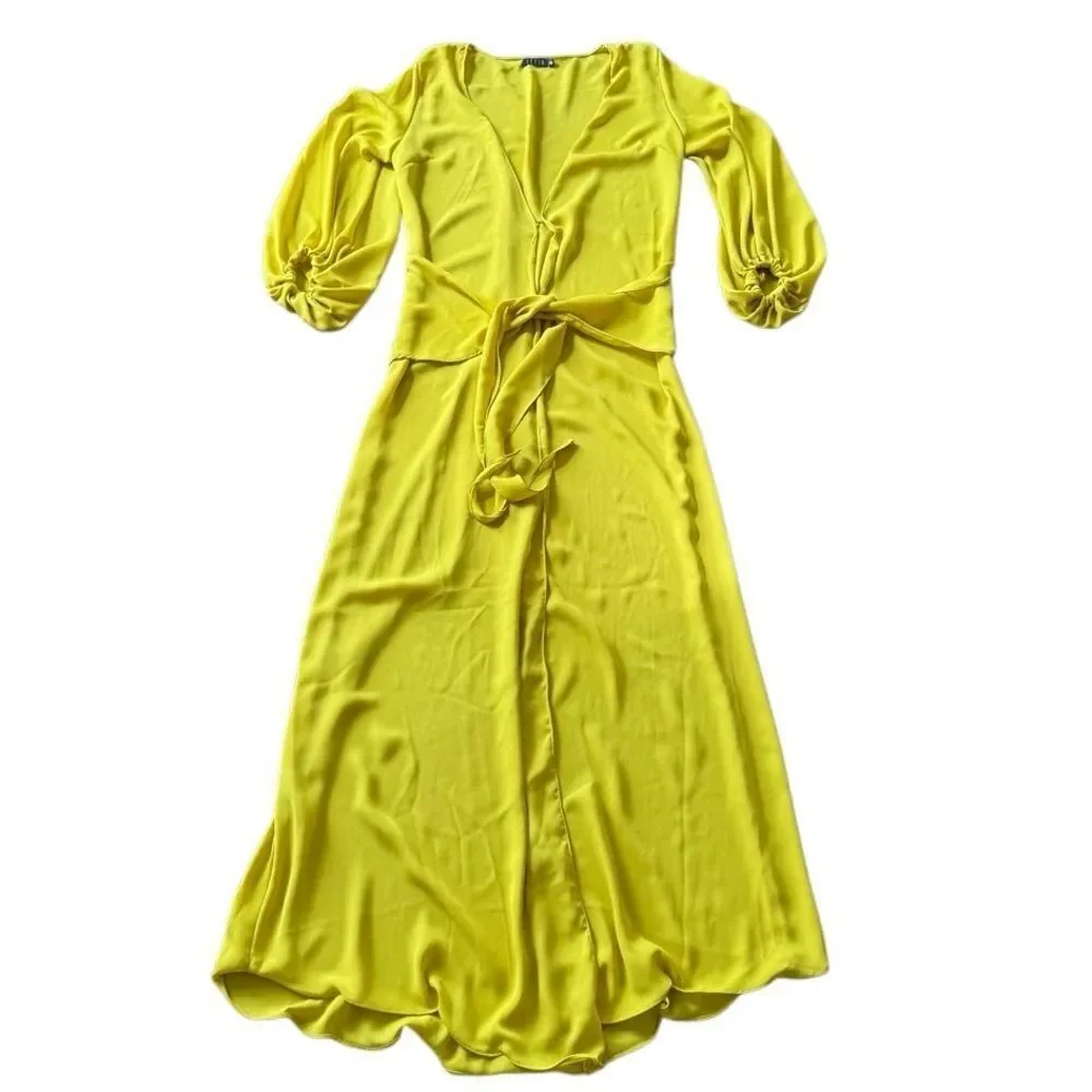 Leith Swim Cover Up Robe Mustard Yellow Green Small